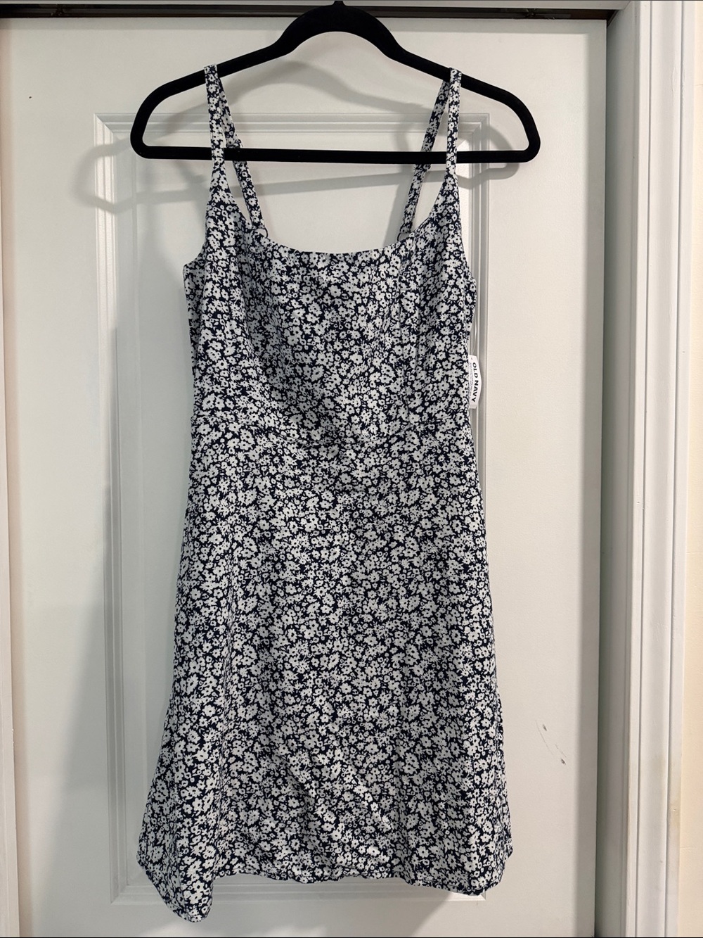 Old Navy Black & White Floral Square-Neck Mini Dress